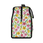 Personalised Pink And Yellow Floral Flip-top Lunch Bag Personalised Flip Top Lunch Bag Plants Printed Offshore