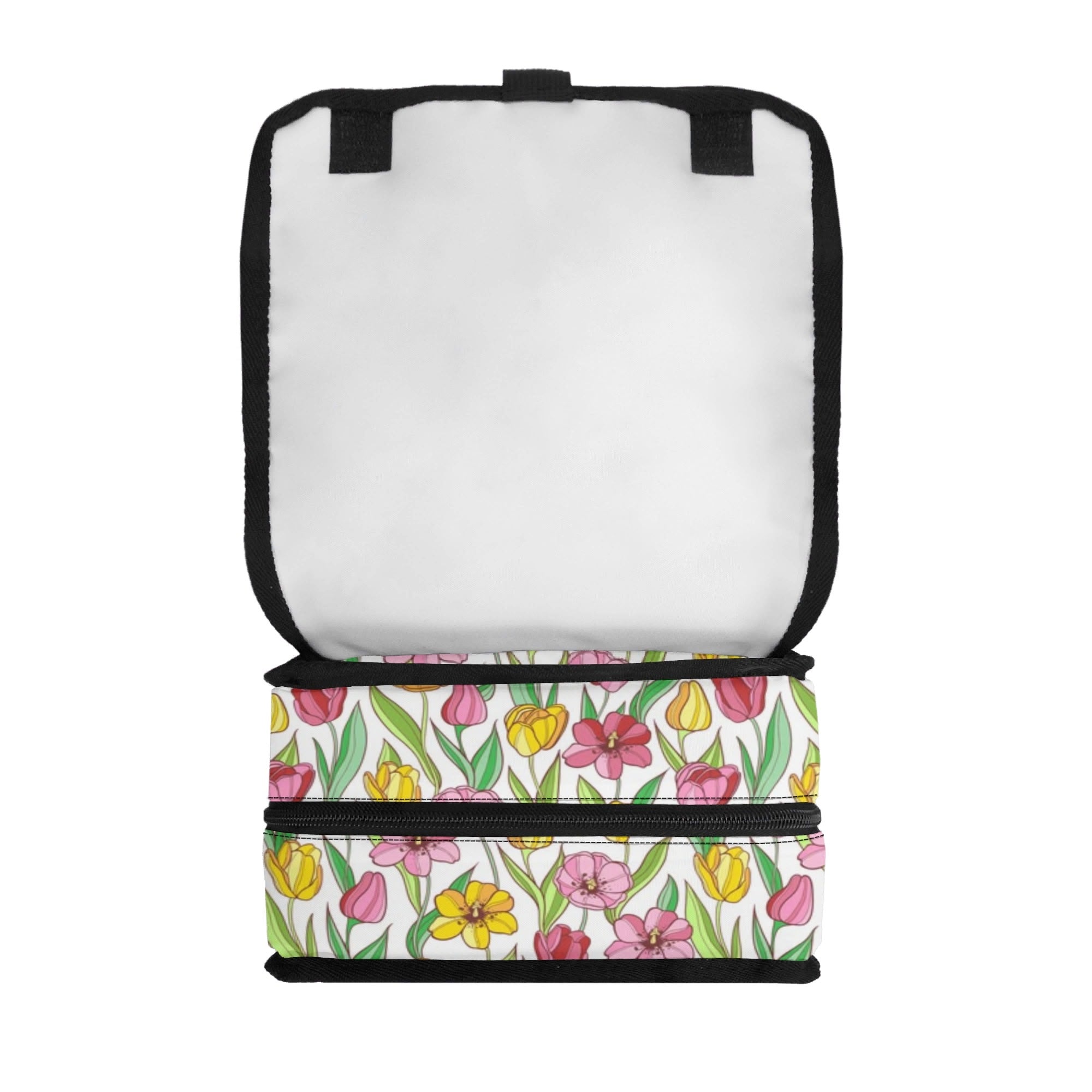 Personalised Pink And Yellow Floral Flip-top Lunch Bag Personalised Flip Top Lunch Bag Plants Printed Offshore