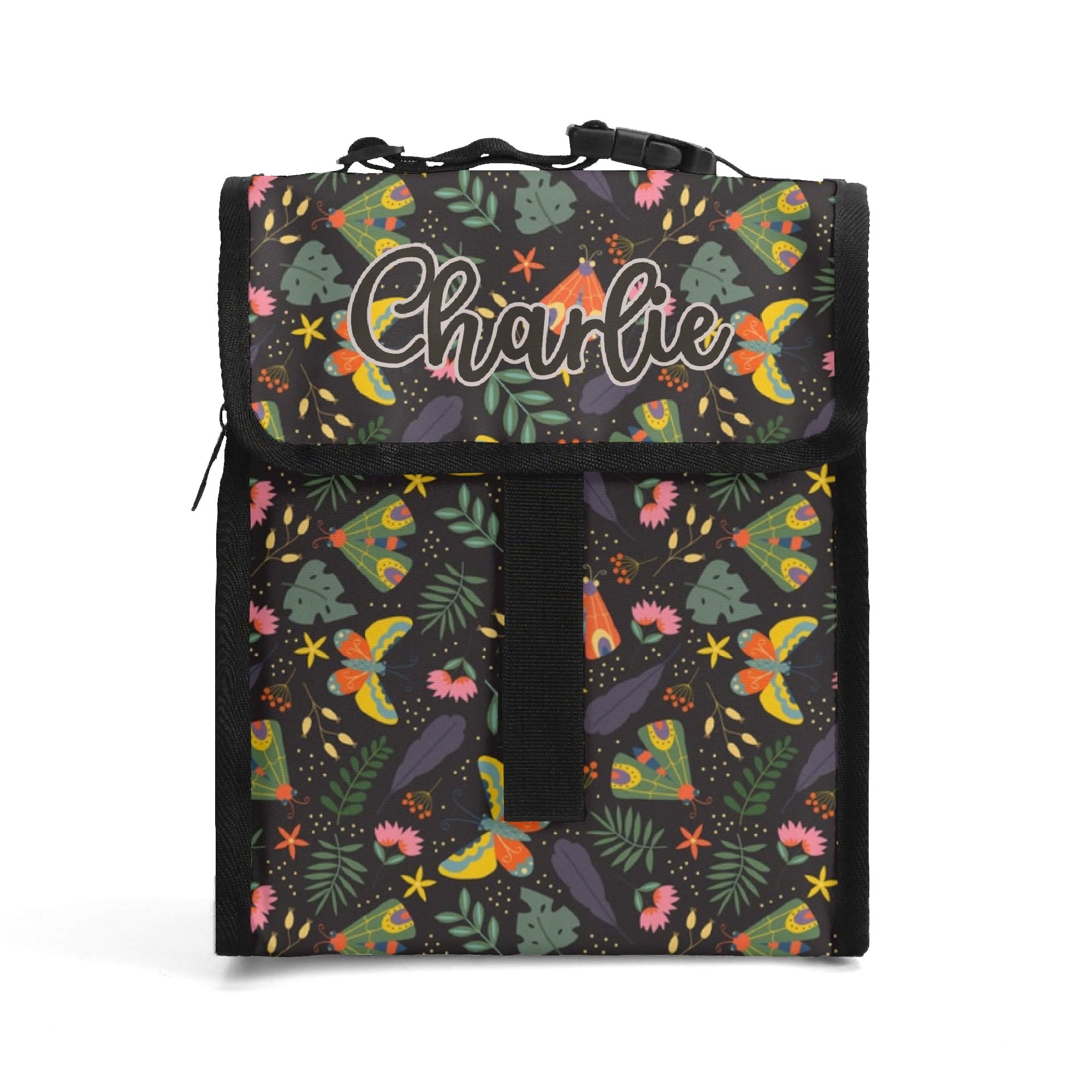 Personalised Dark Butterfly Flip-top Lunch Bag Default Title Personalised Flip Top Lunch Bag animal Printed Offshore
