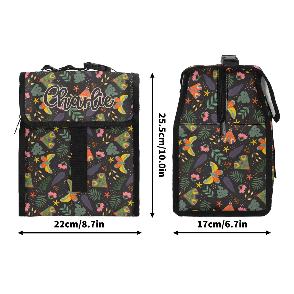 Personalised Dark Butterfly Flip-top Lunch Bag Personalised Flip Top Lunch Bag animal Printed Offshore