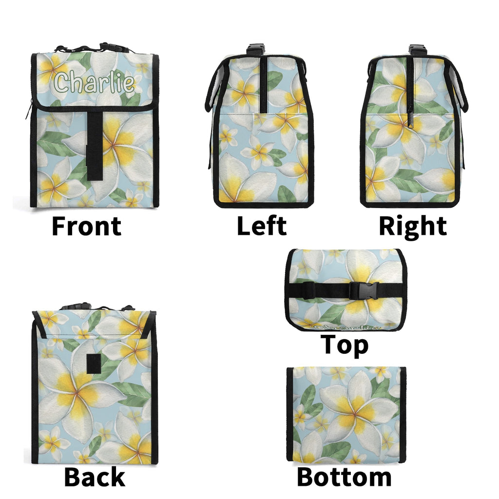 Personalised Delicate Frangipani Flip-top Lunch Bag Personalised Flip Top Lunch Bag Plants Printed Offshore