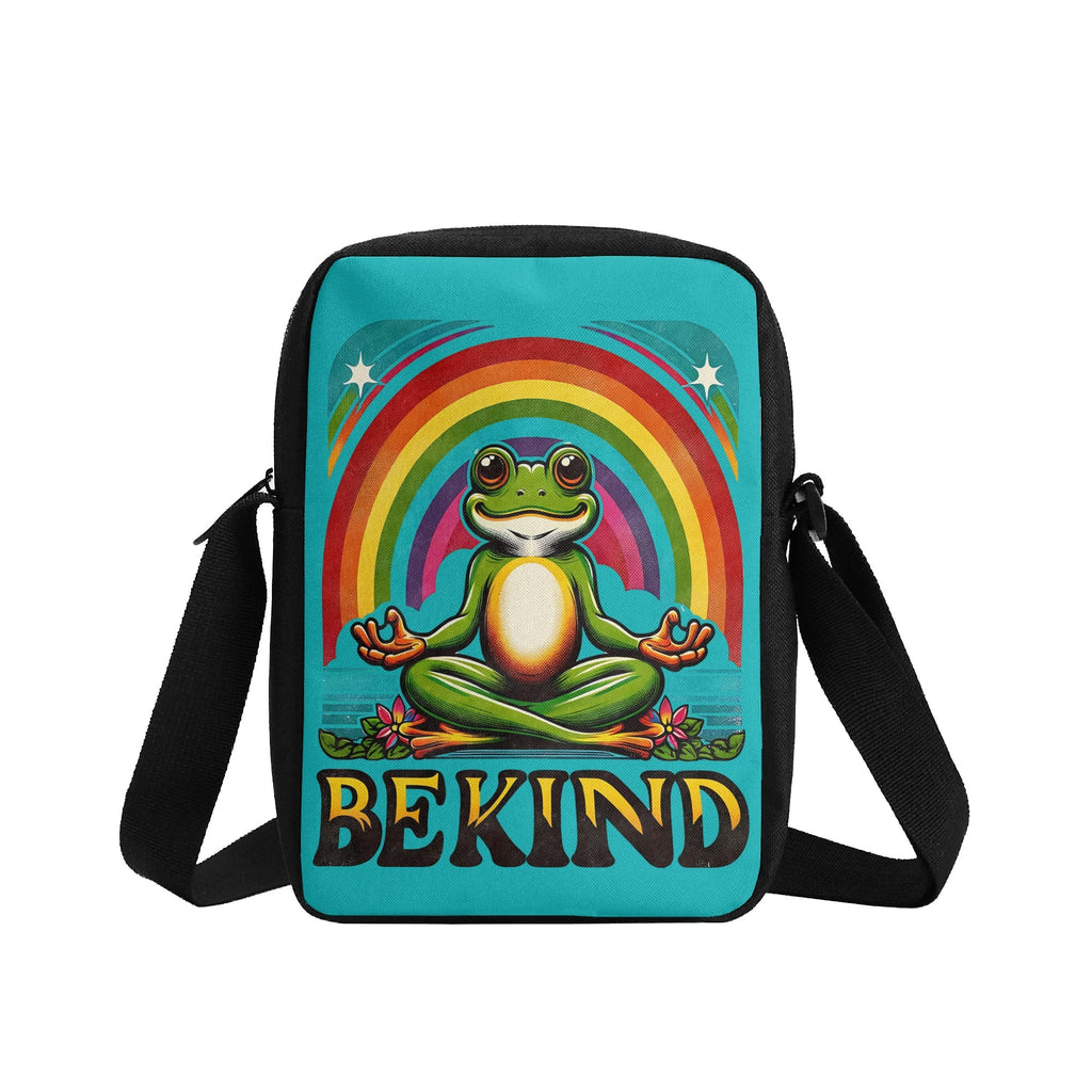 Be Kind, Meditating Rainbow Frog Cross-Body Bag Cross Body Bag animal Kindness Printed Offshore