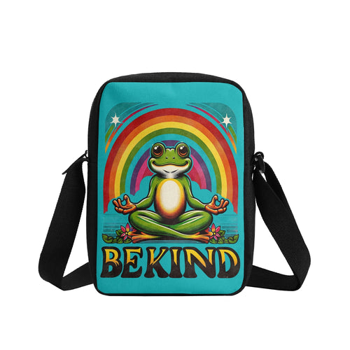 Be Kind, Meditating Rainbow Frog Cross-Body Bag Cross Body Bag animal Kindness Printed Offshore