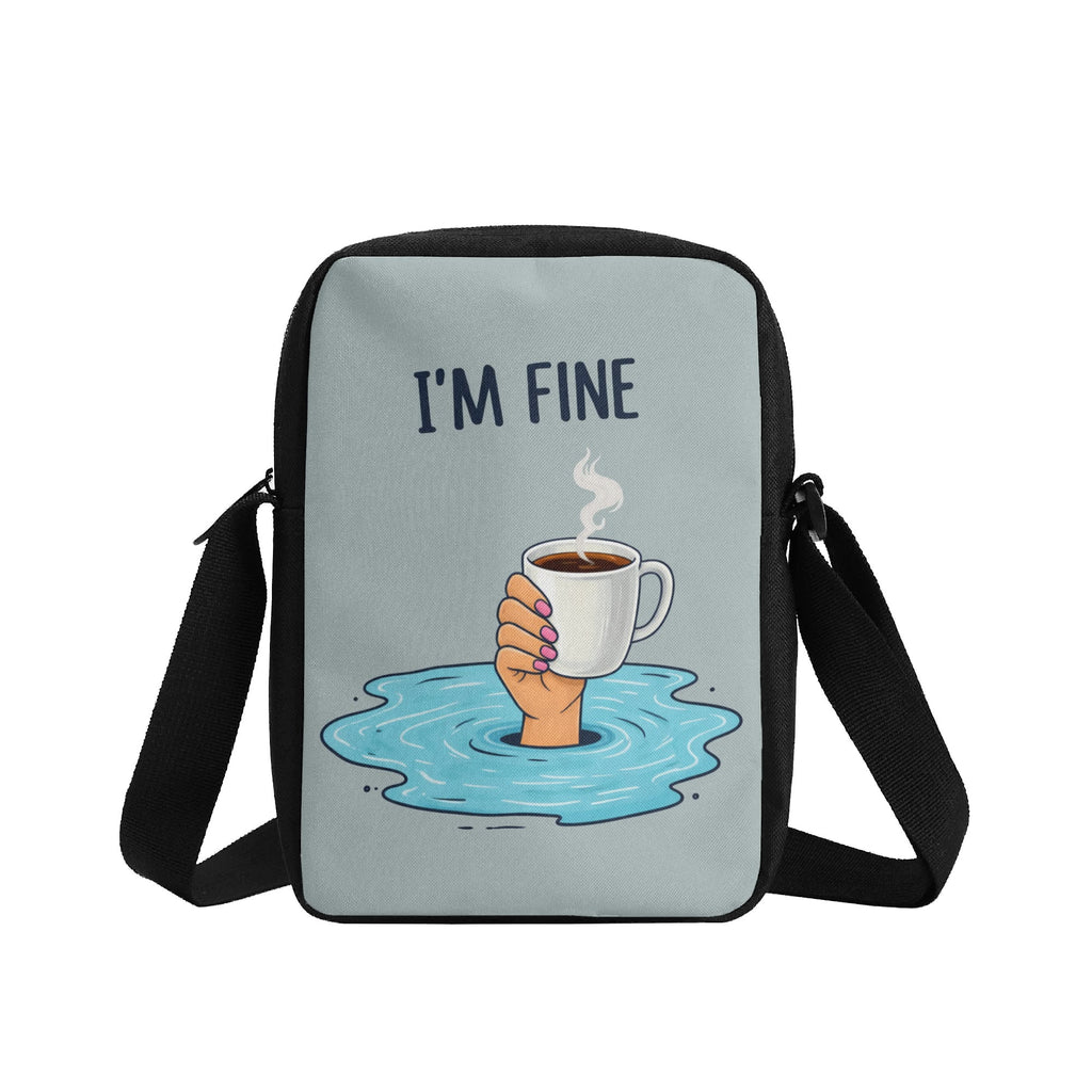 Im Fine, Drowning Coffee Cross-Body Bag Cross Body Bag Coffee Printed Offshore