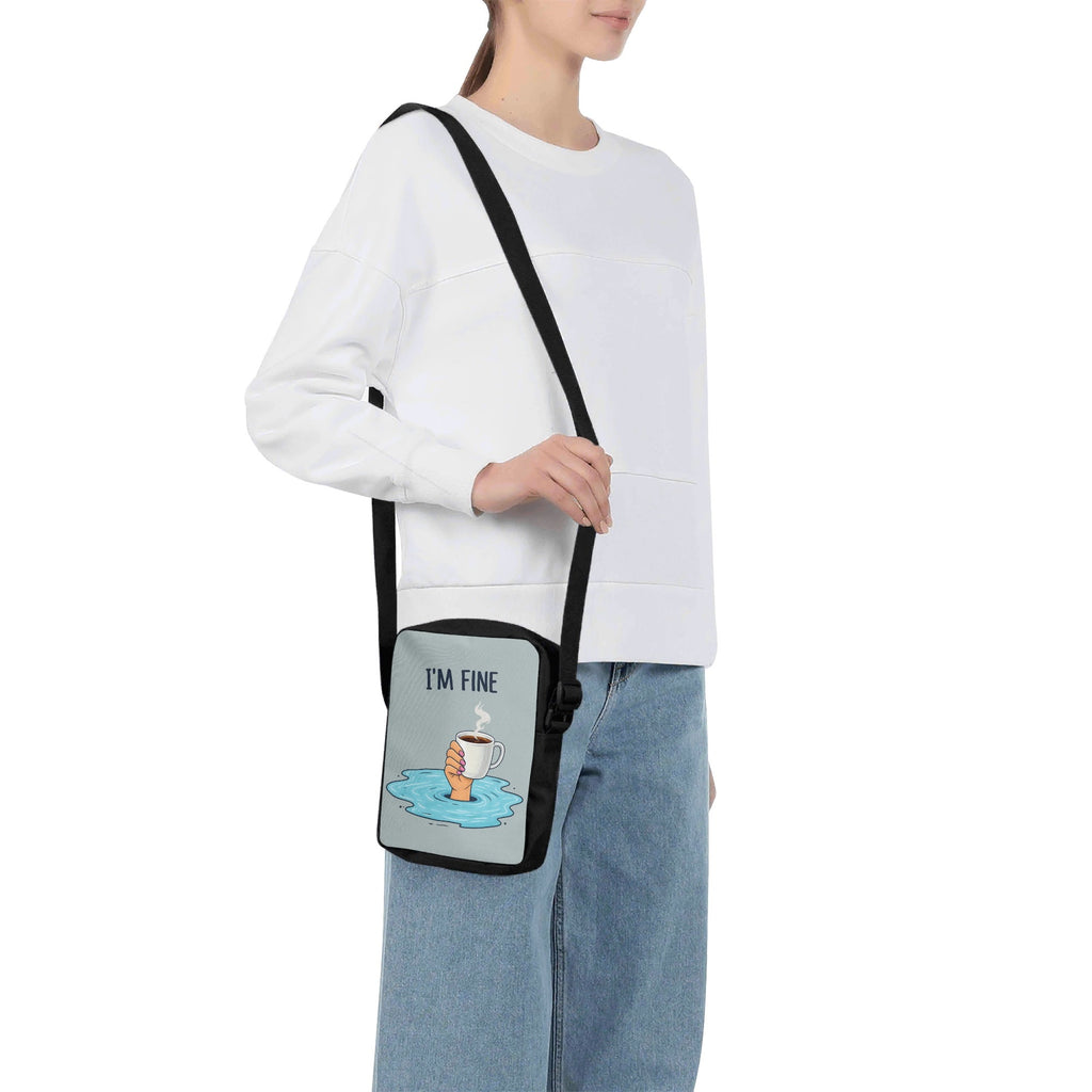 Im Fine, Drowning Coffee Cross-Body Bag Cross Body Bag Coffee Printed Offshore