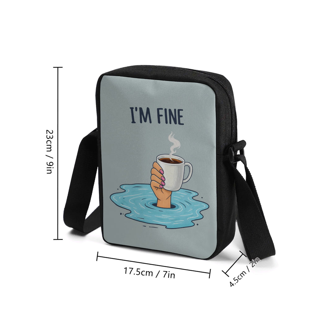 Im Fine, Drowning Coffee Cross-Body Bag Cross Body Bag Coffee Printed Offshore
