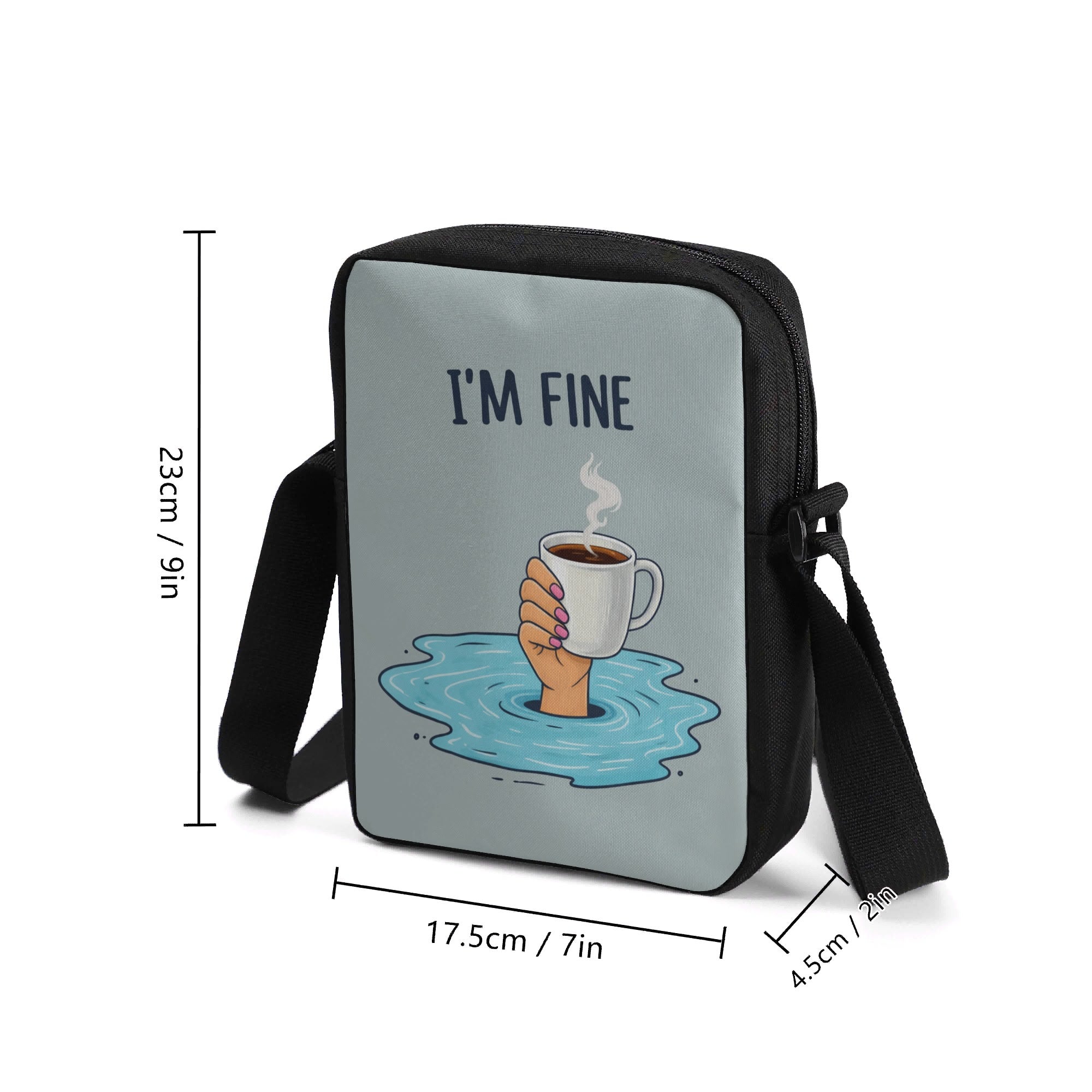Im Fine, Drowning Coffee Cross-Body Bag Cross Body Bag Coffee Printed Offshore