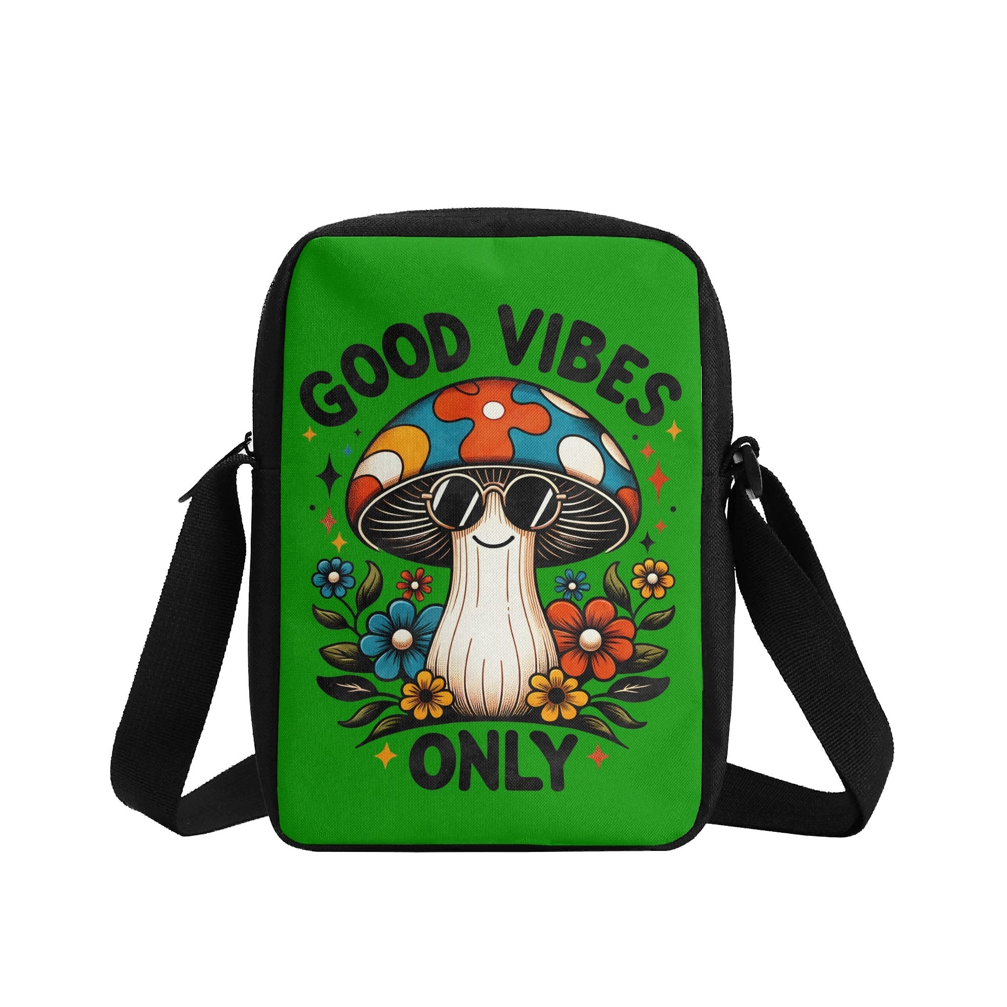 Hippie Mushroom, Good Vibes Only Cross-Body Bag Cross Body Bag Positivity Printed Offshore
