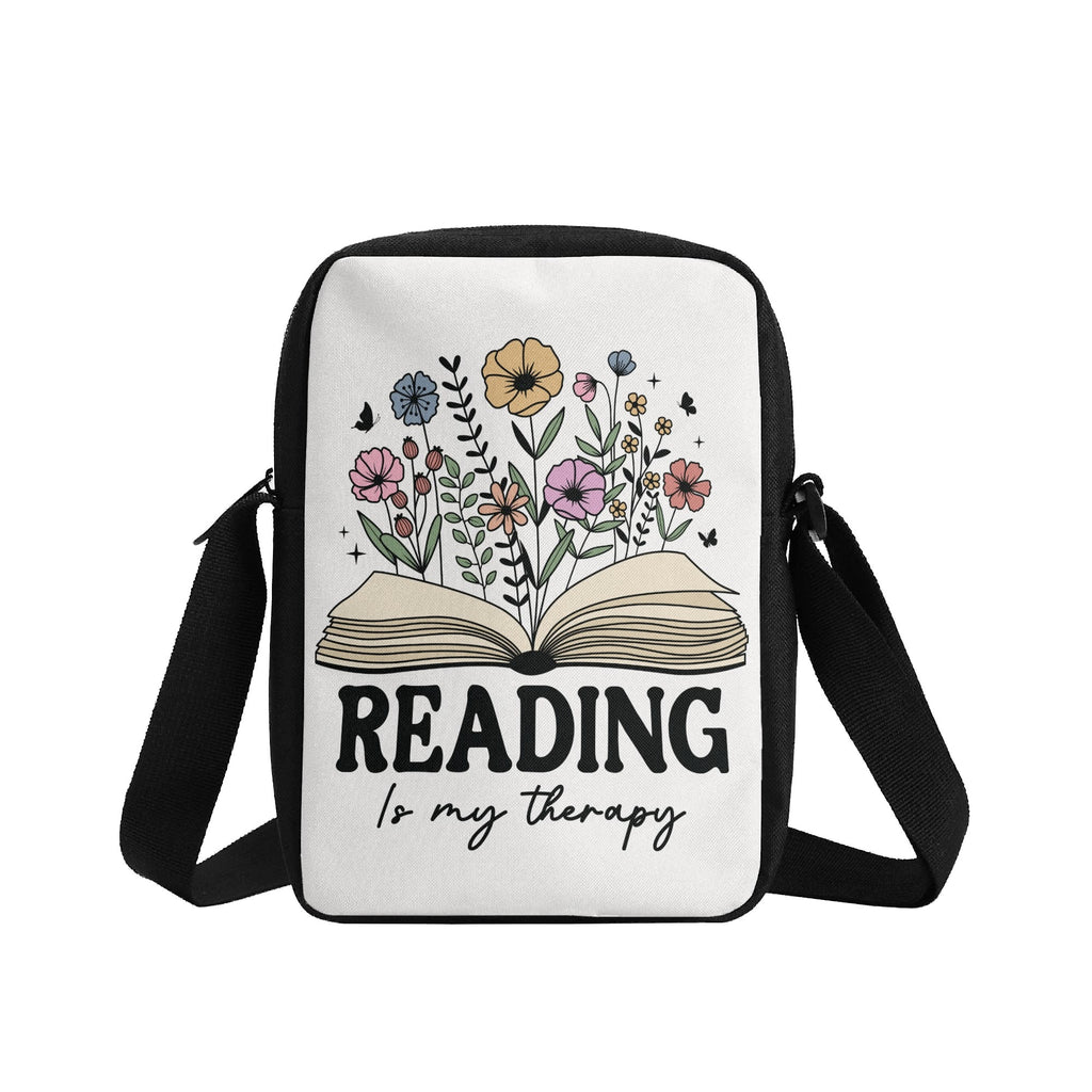 Reading Is My Therapy, Book With Flowers Cross-Body Bag Cross Body Bag Printed Offshore Reading