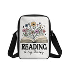 Reading Is My Therapy, Book With Flowers Cross-Body Bag Cross Body Bag Printed Offshore Reading