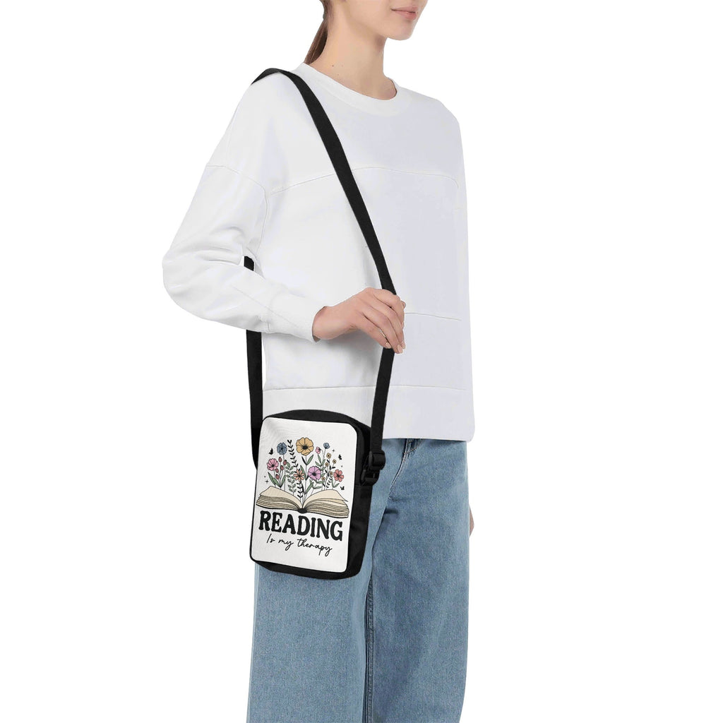 Reading Is My Therapy, Book With Flowers Cross-Body Bag Cross Body Bag Printed Offshore Reading