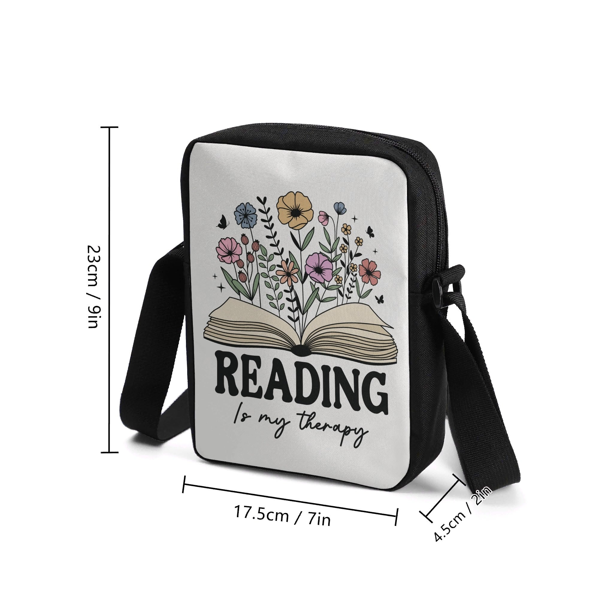 Reading Is My Therapy, Book With Flowers Cross-Body Bag Cross Body Bag Printed Offshore Reading