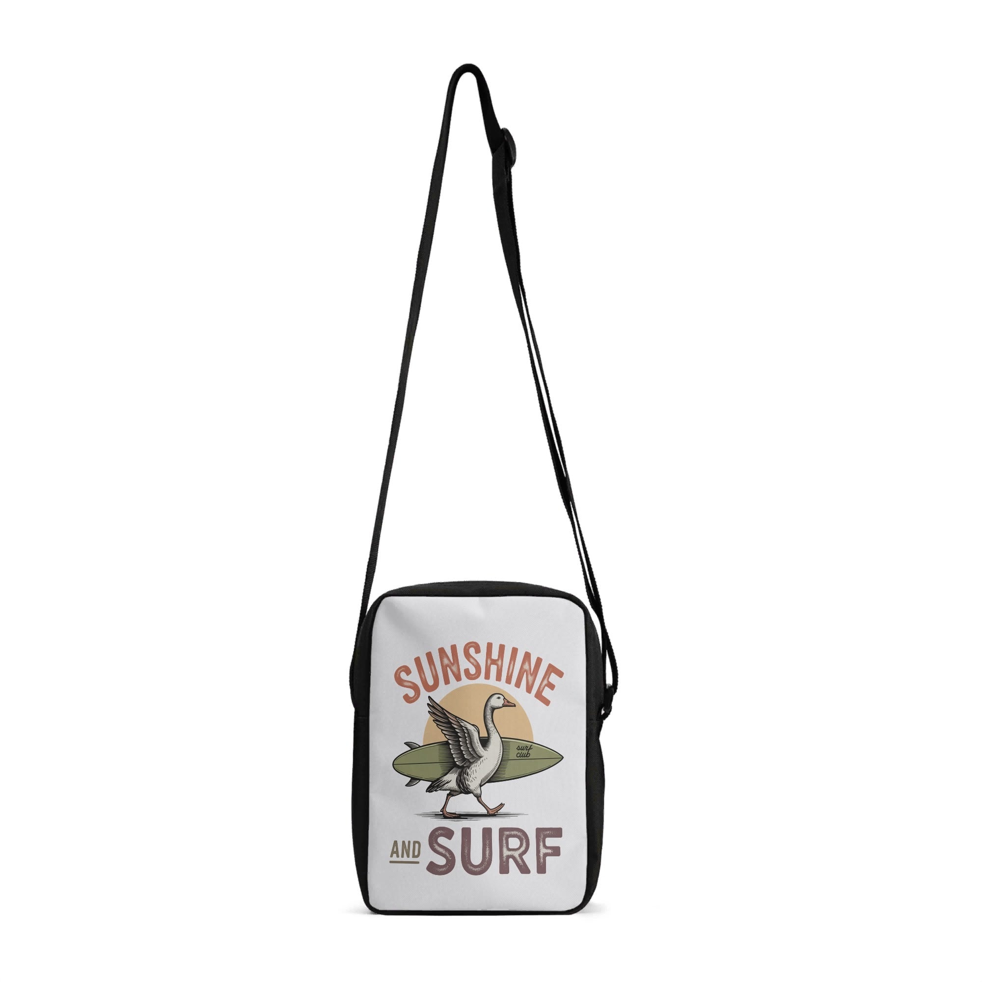 Sunshine And Surf, Goose With Surfboard Cross-Body Bag Default Title Cross Body Bag animal Printed Offshore Surf