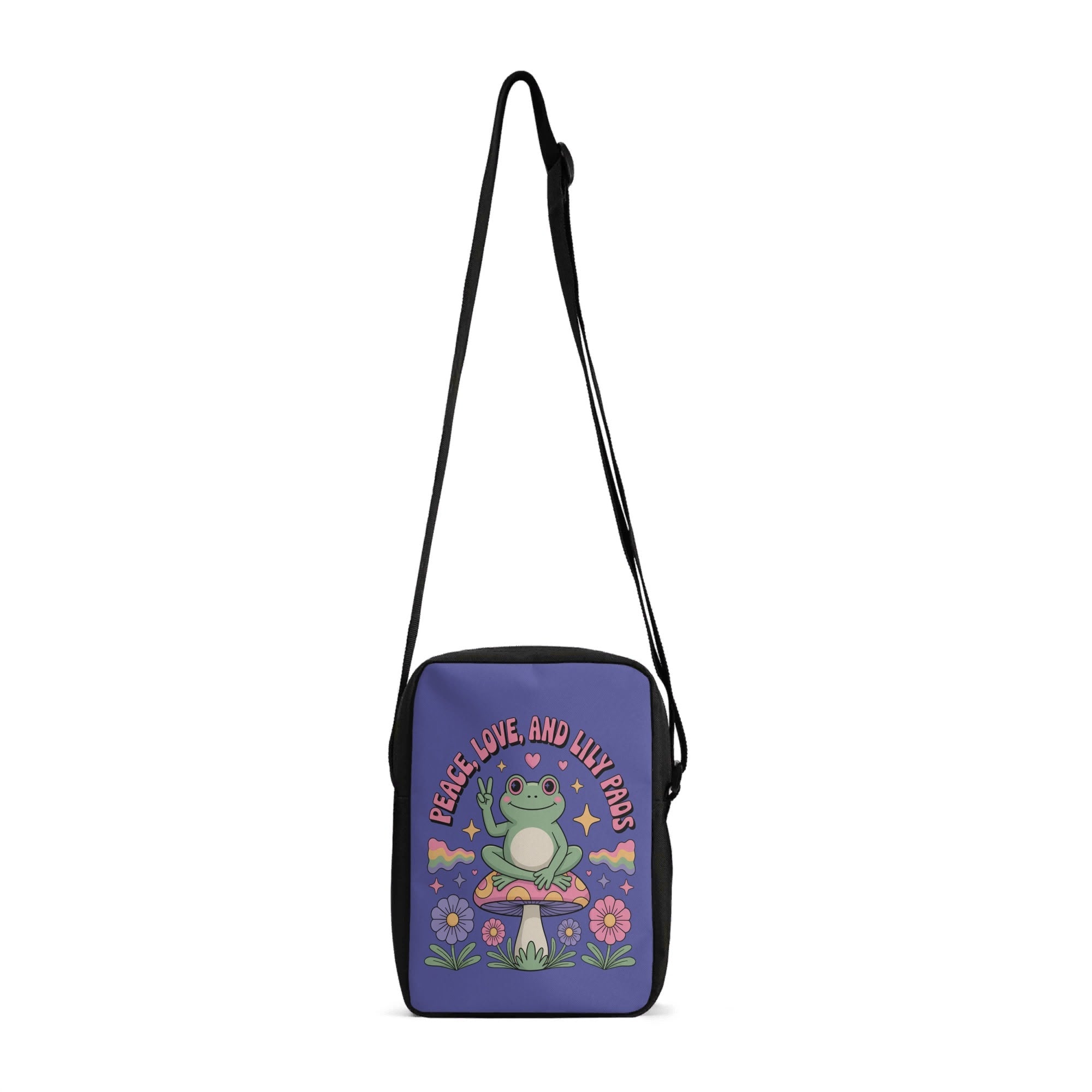 Peace Love And Lily Pads, Frog Cross-Body Bag Default Title Cross Body Bag Positivity Printed Offshore