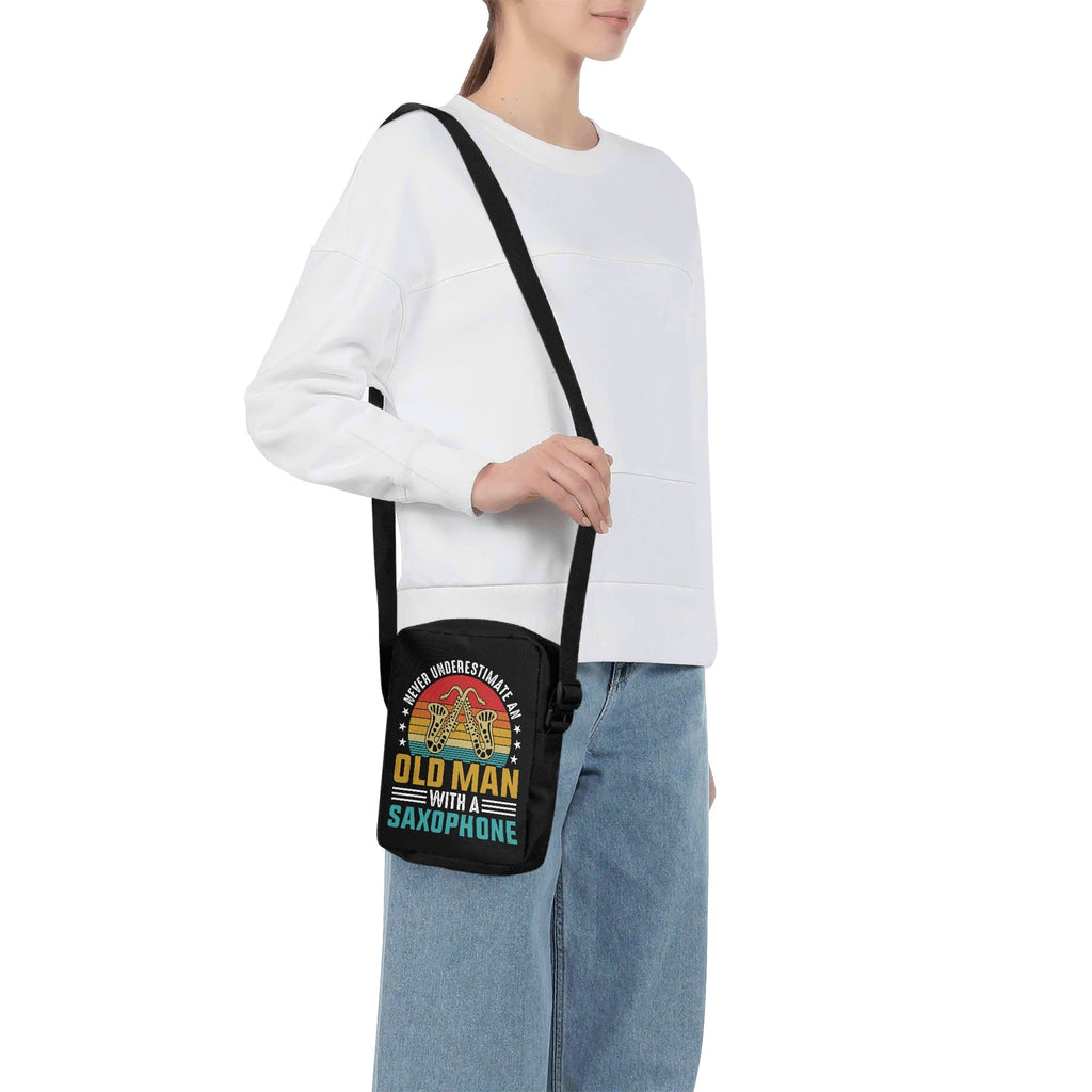 Never Underestimate An Old Man With A Saxophone Cross-Body Bag Cross Body Bag Music Printed Offshore