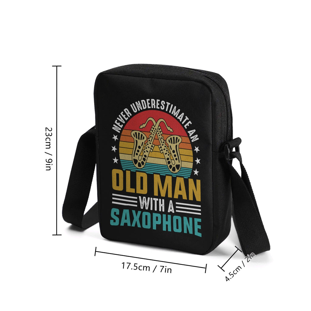 Never Underestimate An Old Man With A Saxophone Cross-Body Bag Cross Body Bag Music Printed Offshore