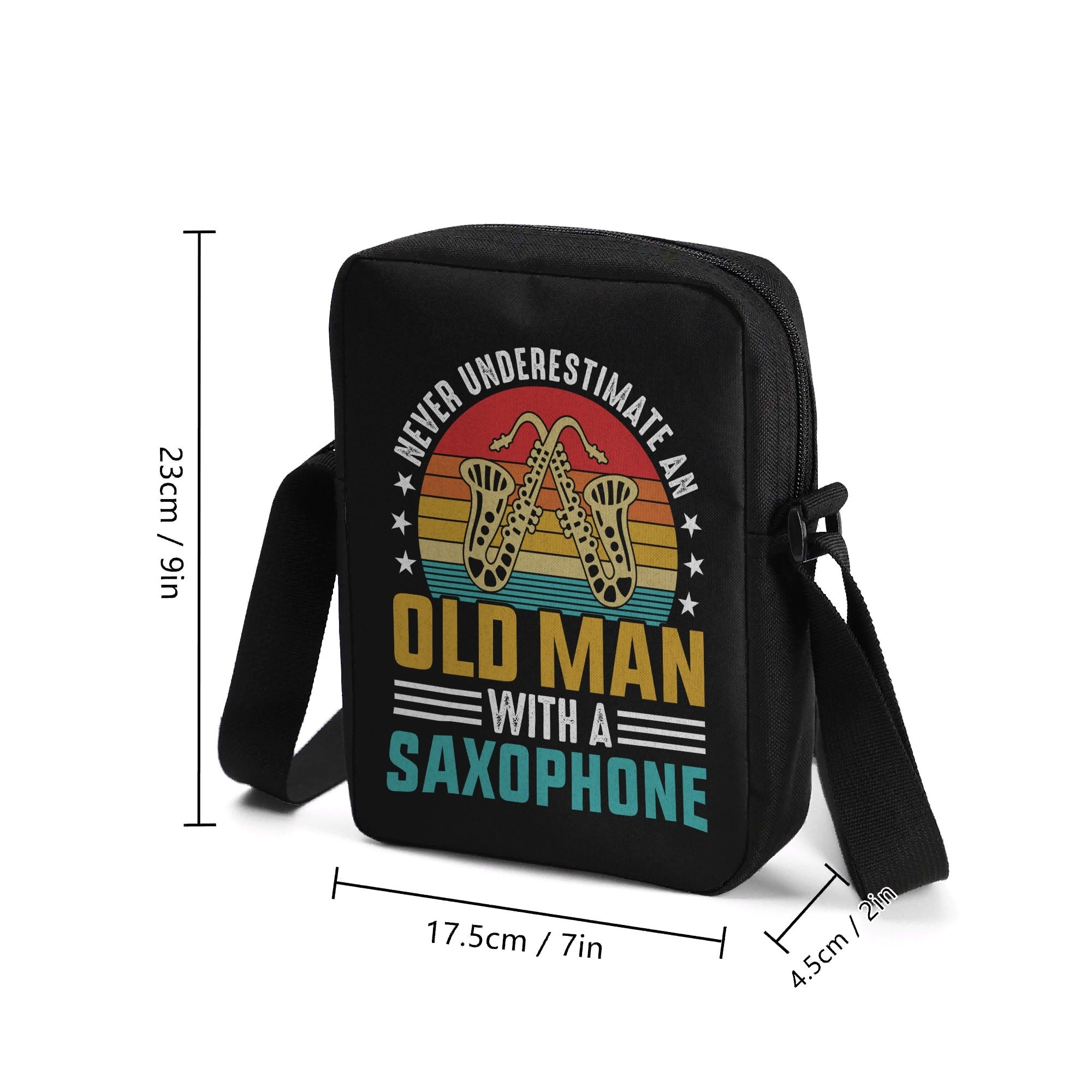 Never Underestimate An Old Man With A Saxophone Cross-Body Bag Cross Body Bag Music Printed Offshore