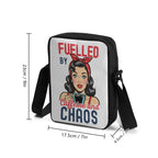 Fuelled By Caffeine And Chaos, Retro Woman Cross-Body Bag Cross Body Bag Coffee Printed Offshore