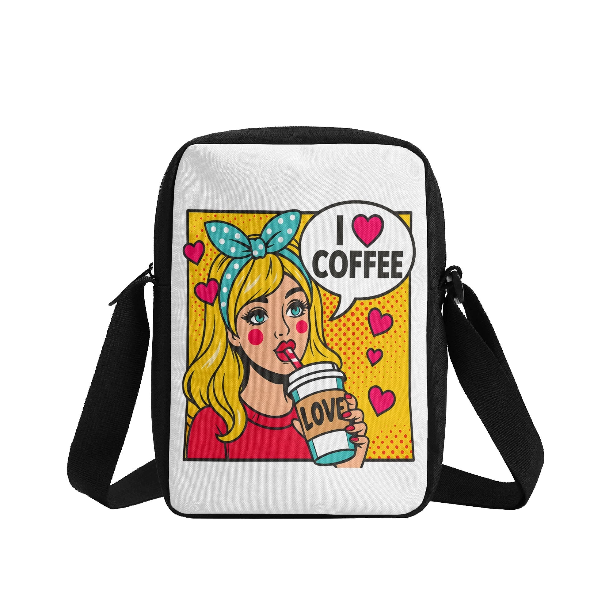 I Love Coffee, Retro Pop Art Cross-Body Bag Cross Body Bag Coffee Printed Offshore Retro