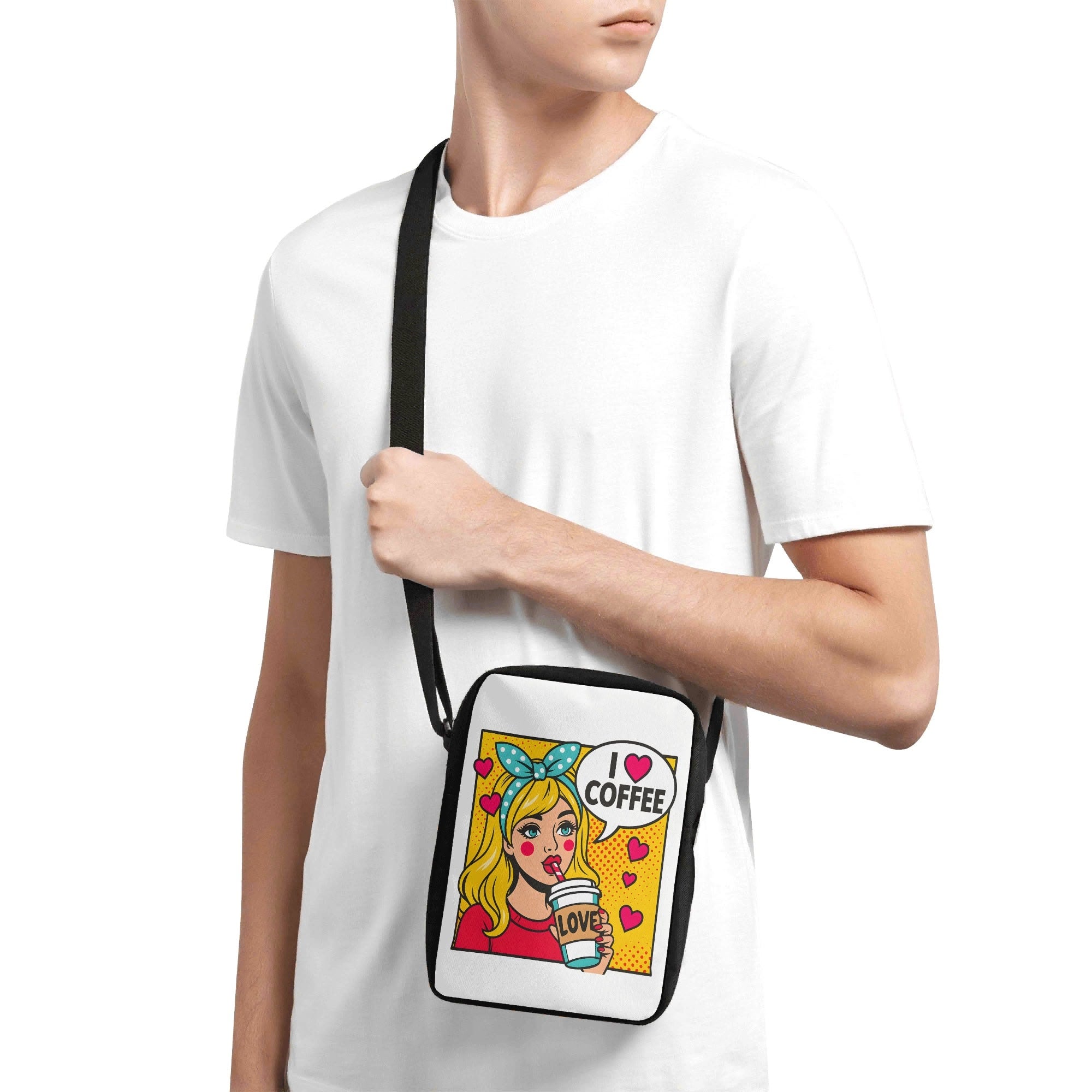 I Love Coffee, Retro Pop Art Cross-Body Bag Cross Body Bag Coffee Printed Offshore Retro