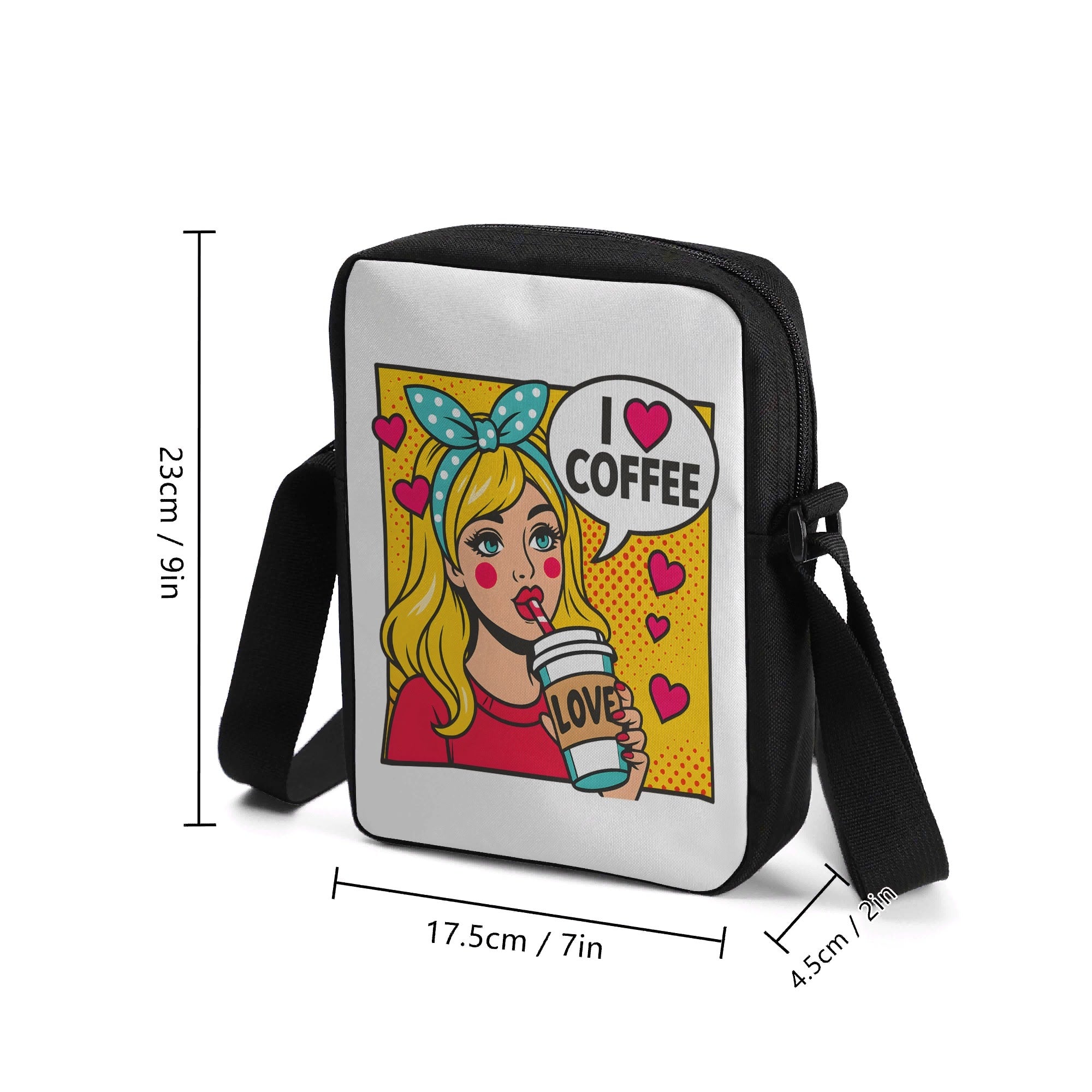 I Love Coffee, Retro Pop Art Cross-Body Bag Cross Body Bag Coffee Printed Offshore Retro