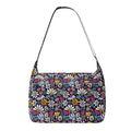 Graphic Flowers On Black Laptop Messenger & Shoulder Bag Default Title Laptop Messenger Shoulder Bag Plants Printed Offshore