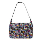 Graphic Flowers On Black Laptop Messenger & Shoulder Bag Default Title Laptop Messenger Shoulder Bag Plants Printed Offshore