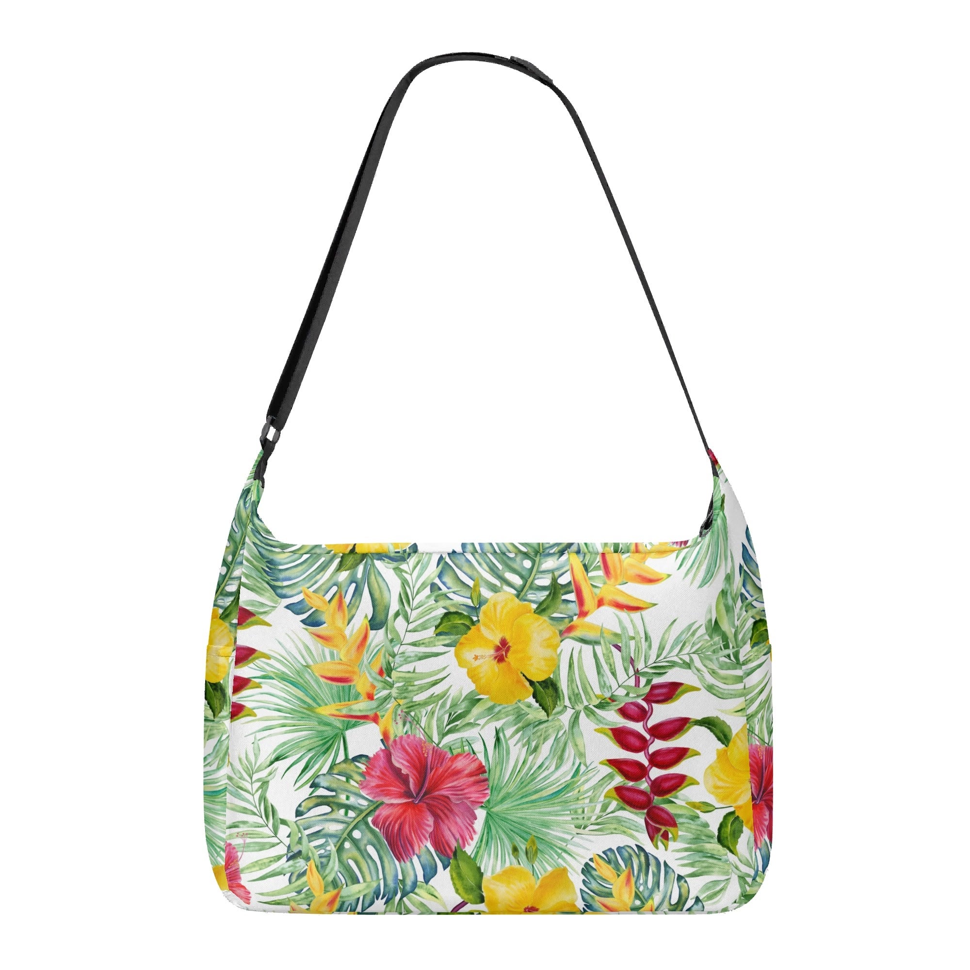 Tropical Flowers On White Laptop Messenger & Shoulder Bag Laptop Messenger Shoulder Bag Plants Printed Offshore