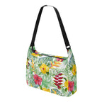 Tropical Flowers On White Laptop Messenger & Shoulder Bag Laptop Messenger Shoulder Bag Plants Printed Offshore