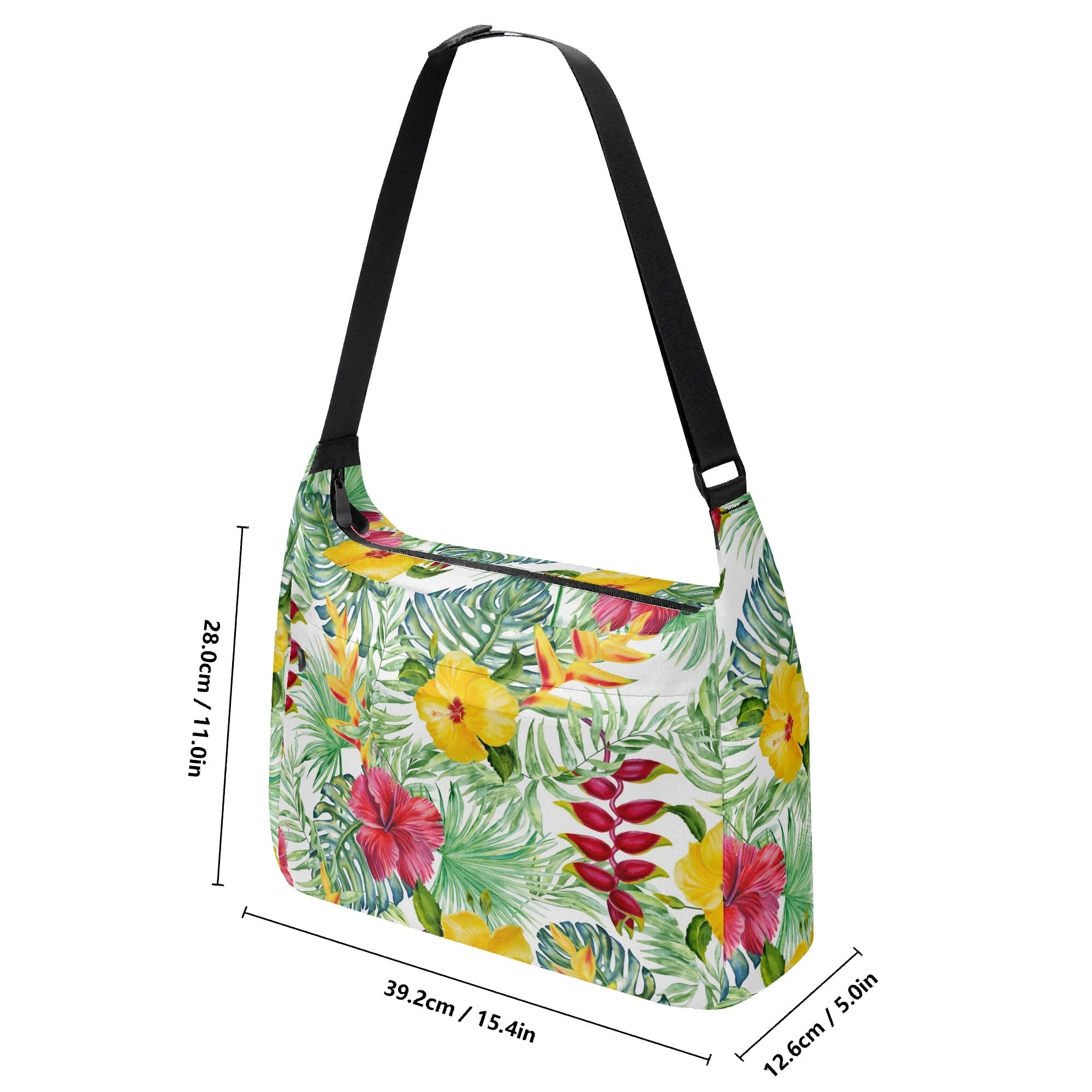 Tropical Flowers On White Laptop Messenger & Shoulder Bag Laptop Messenger Shoulder Bag Plants Printed Offshore