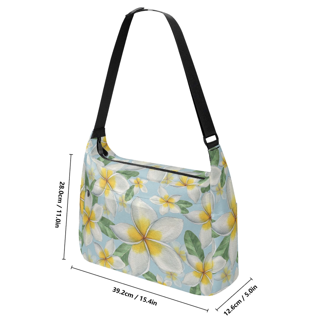 Delicate Frangipani Laptop Messenger & Shoulder Bag Laptop Messenger Shoulder Bag Plants Printed Offshore