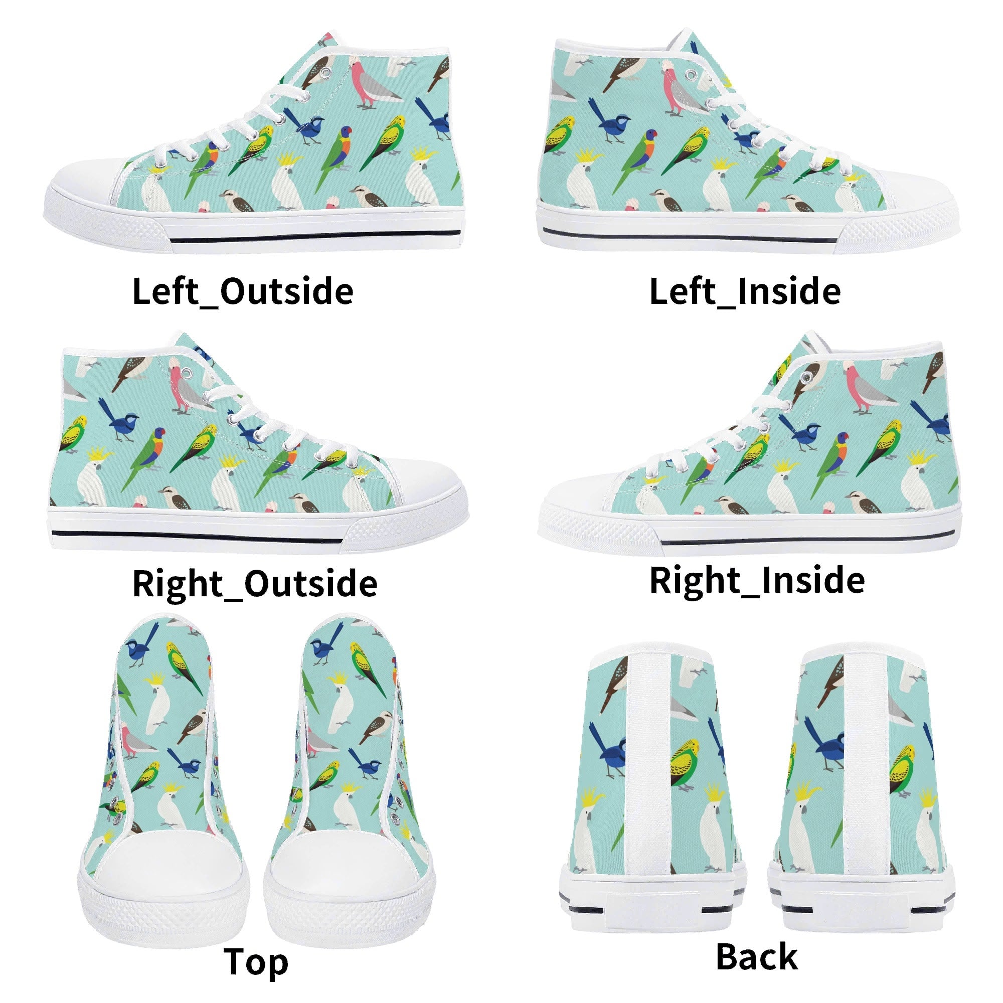 Australian Birds Womens High Top Canvas Shoes Printed Offshore