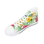 Tropical Flowers On White Womens High Top Canvas Shoes Plants Printed Offshore