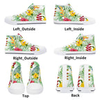 Tropical Flowers On White Womens High Top Canvas Shoes Plants Printed Offshore