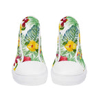 Tropical Flowers On White Womens High Top Canvas Shoes Plants Printed Offshore