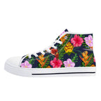 Tropical Floral Womens High Top Canvas Shoes Plants Printed Offshore