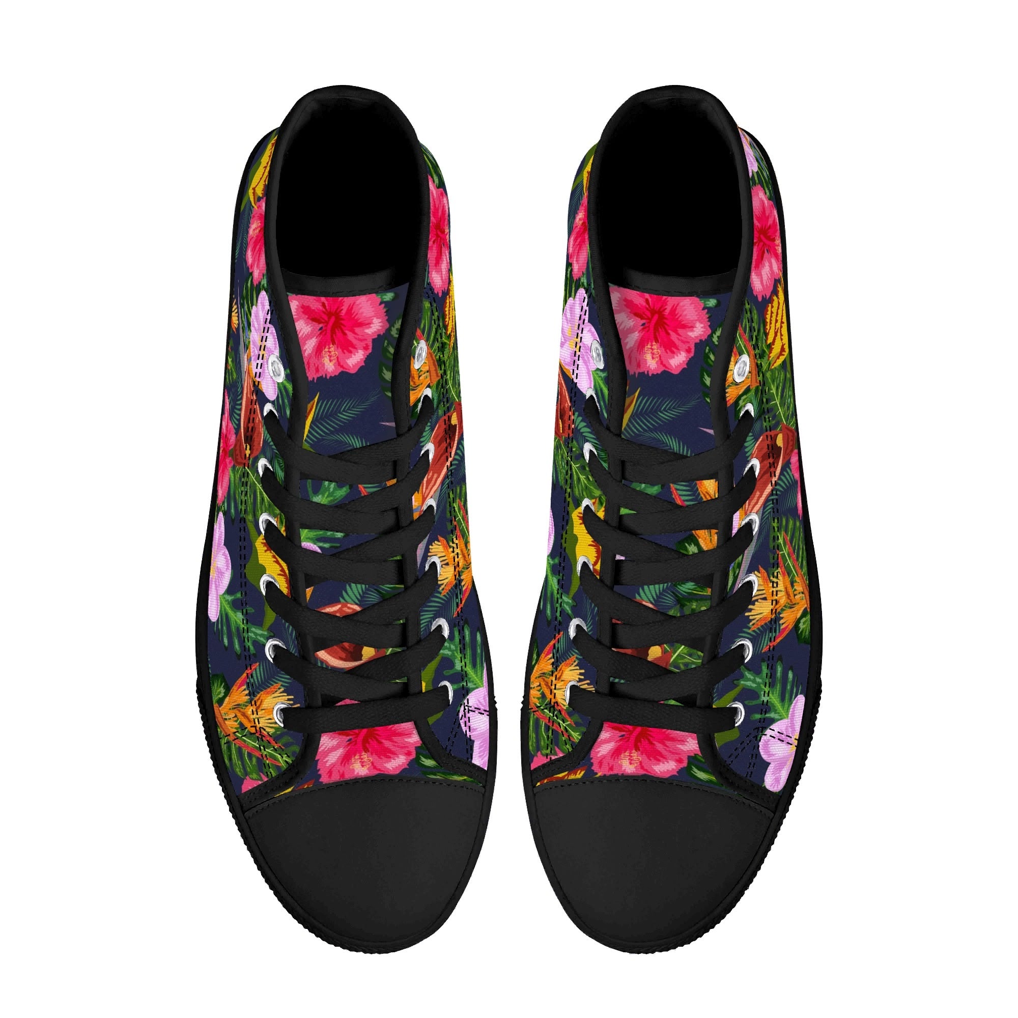 Tropical Floral Womens High Top Canvas Shoes Plants Printed Offshore