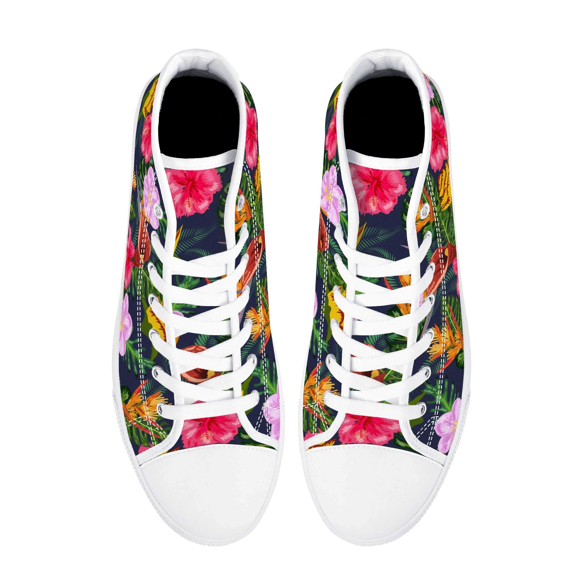 Tropical Floral Womens High Top Canvas Shoes Plants Printed Offshore