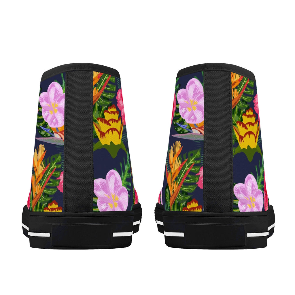 Tropical Floral Womens High Top Canvas Shoes Plants Printed Offshore