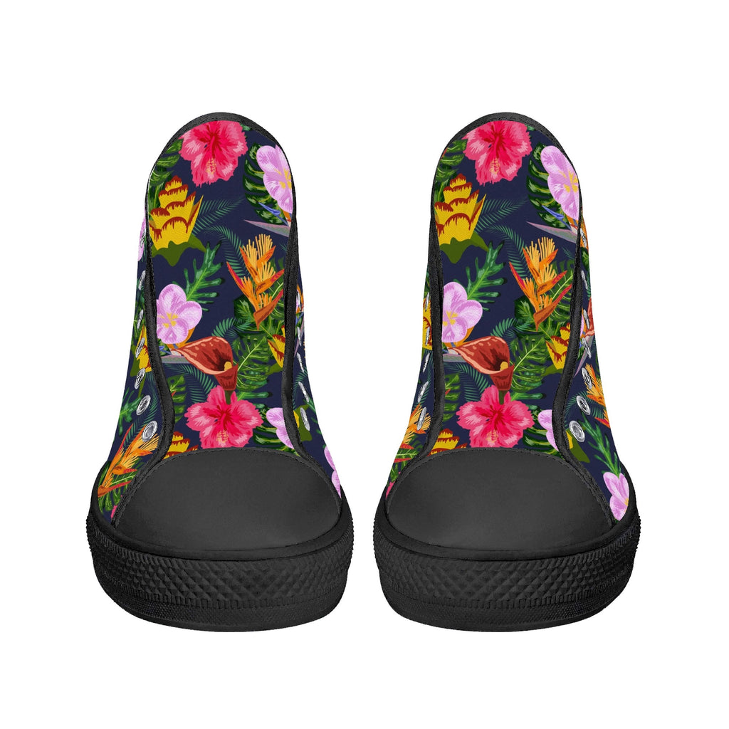 Tropical Floral Womens High Top Canvas Shoes Plants Printed Offshore
