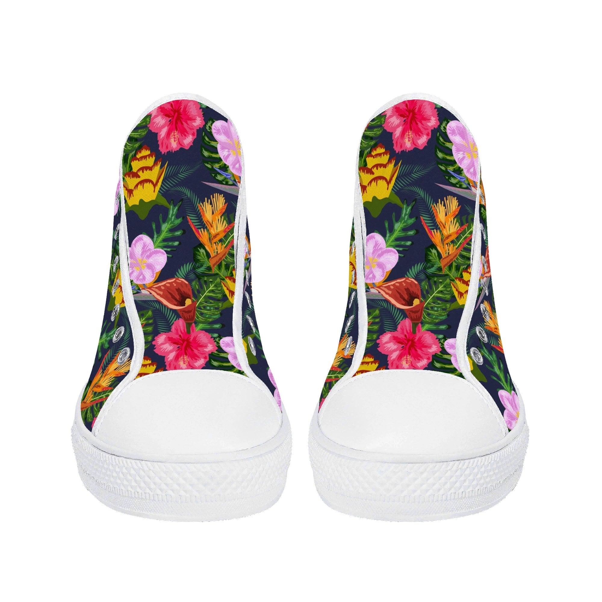 Tropical Floral Womens High Top Canvas Shoes Plants Printed Offshore