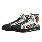 Pretty Moths And Butterflies Womens High Top Canvas Shoes Black Printed Offshore