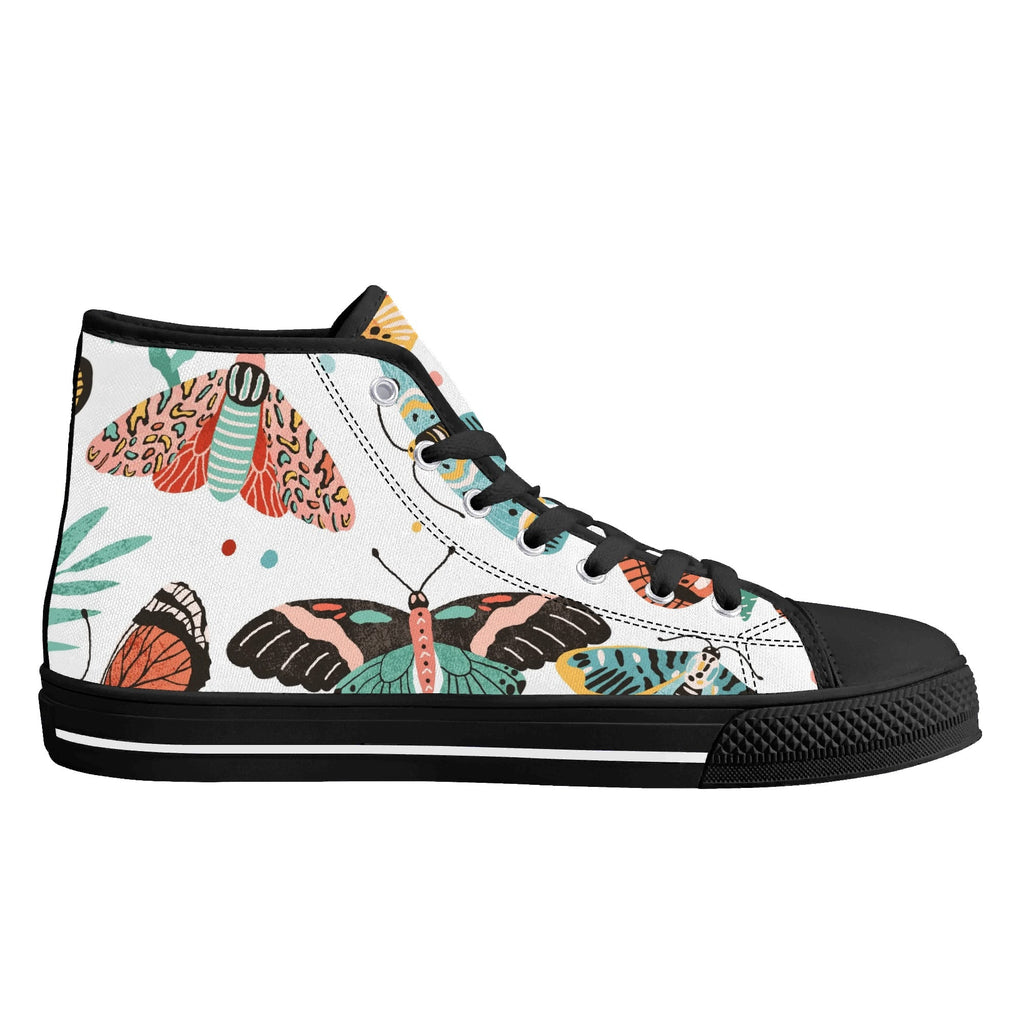 Pretty Moths And Butterflies Womens High Top Canvas Shoes Printed Offshore