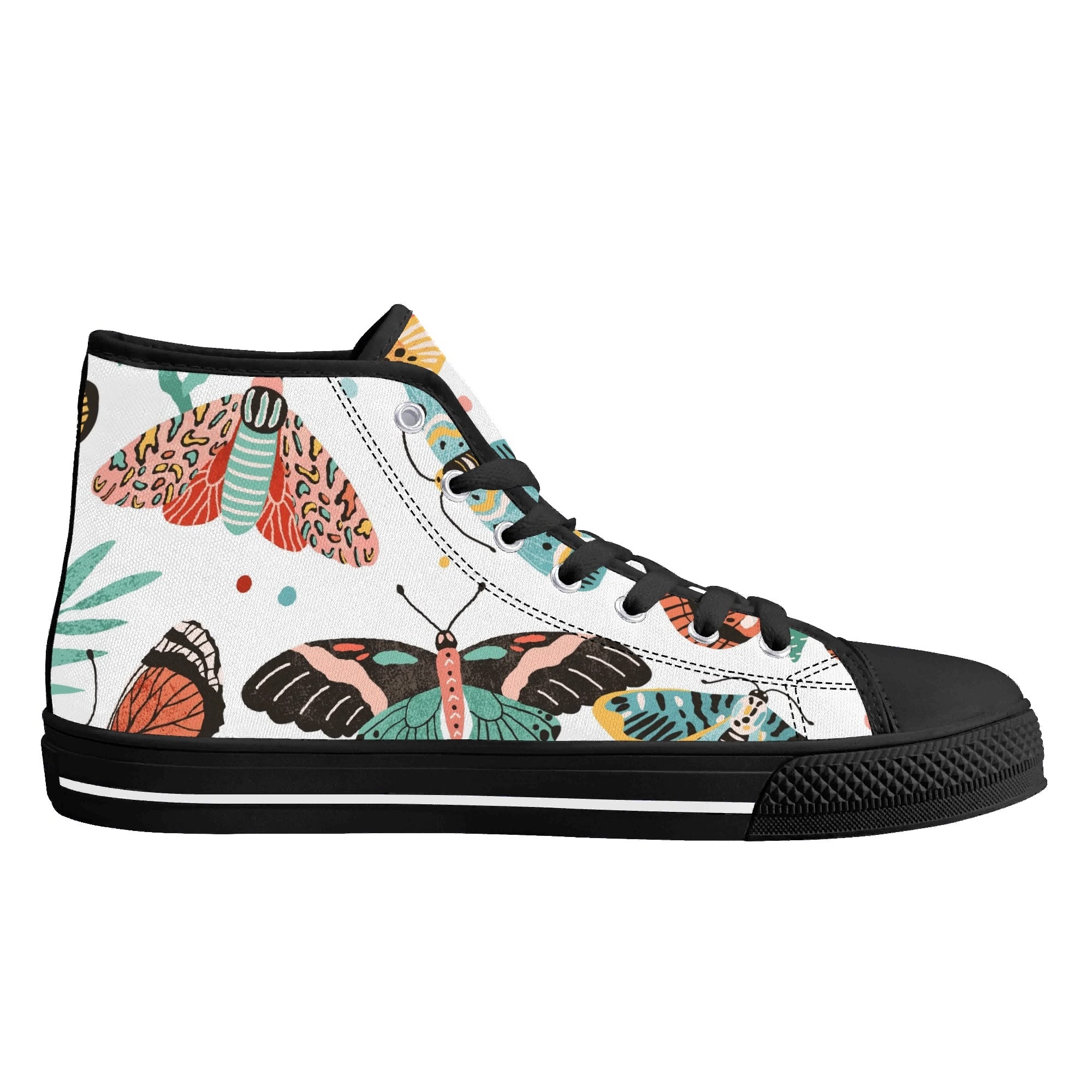 Pretty Moths And Butterflies Womens High Top Canvas Shoes Printed Offshore