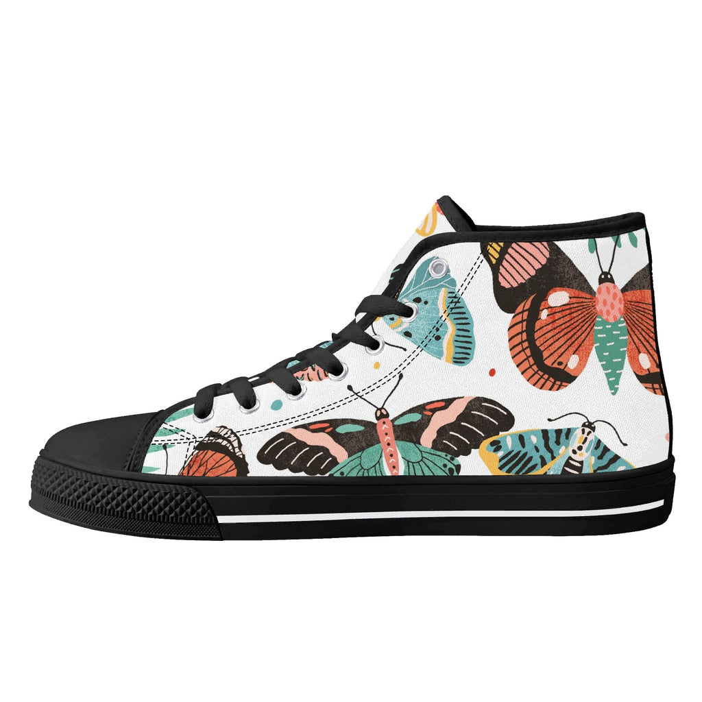 Pretty Moths And Butterflies Womens High Top Canvas Shoes Printed Offshore