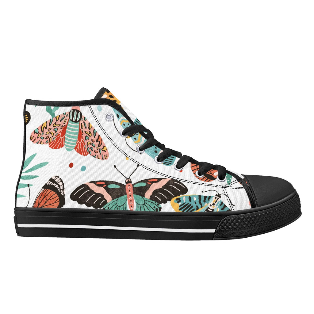 Pretty Moths And Butterflies Womens High Top Canvas Shoes Printed Offshore