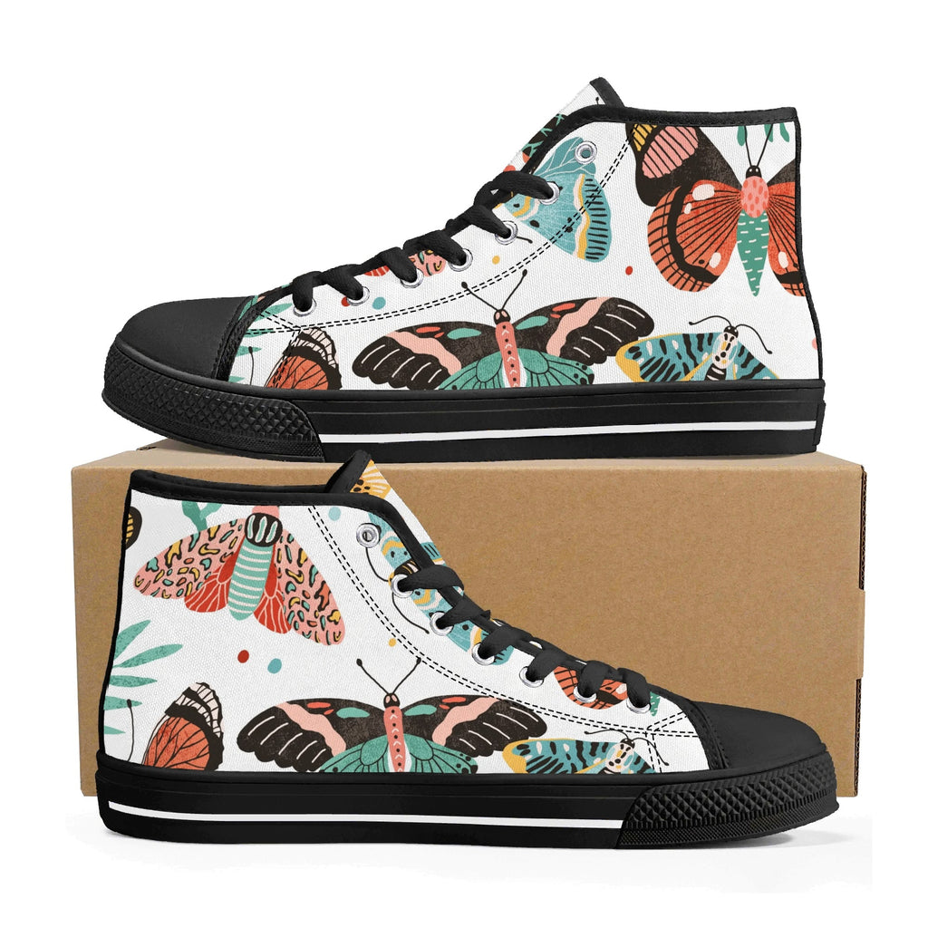Pretty Moths And Butterflies Womens High Top Canvas Shoes Printed Offshore