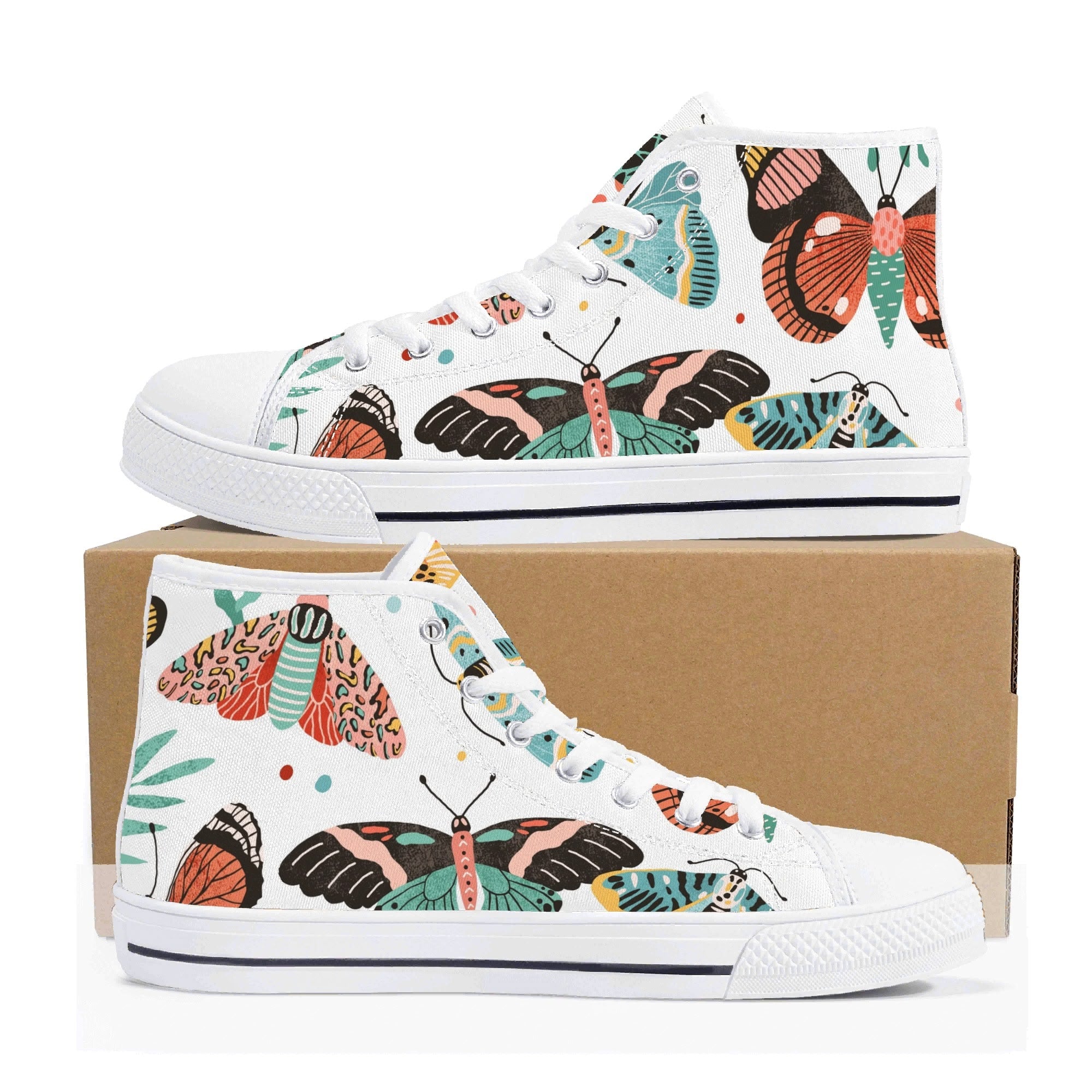 Pretty Moths And Butterflies Womens High Top Canvas Shoes Printed Offshore
