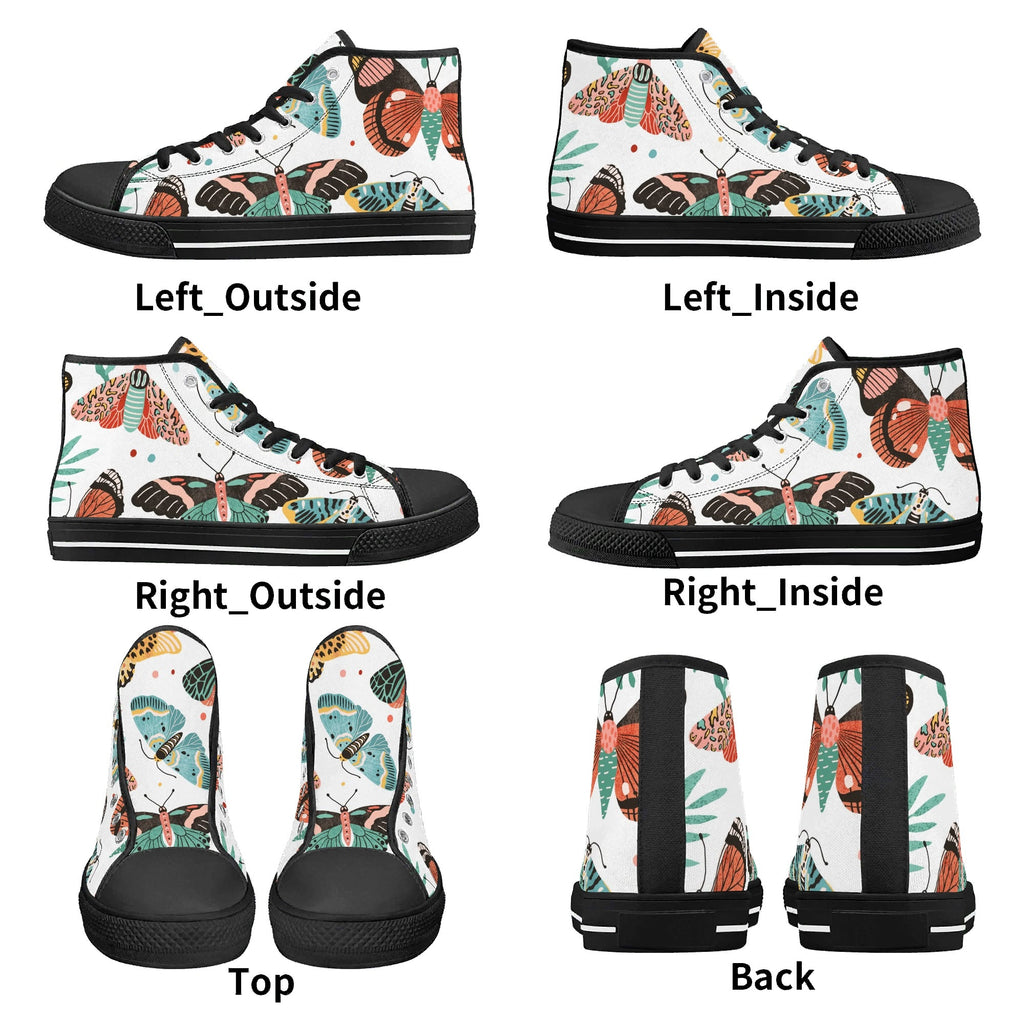 Pretty Moths And Butterflies Womens High Top Canvas Shoes Printed Offshore