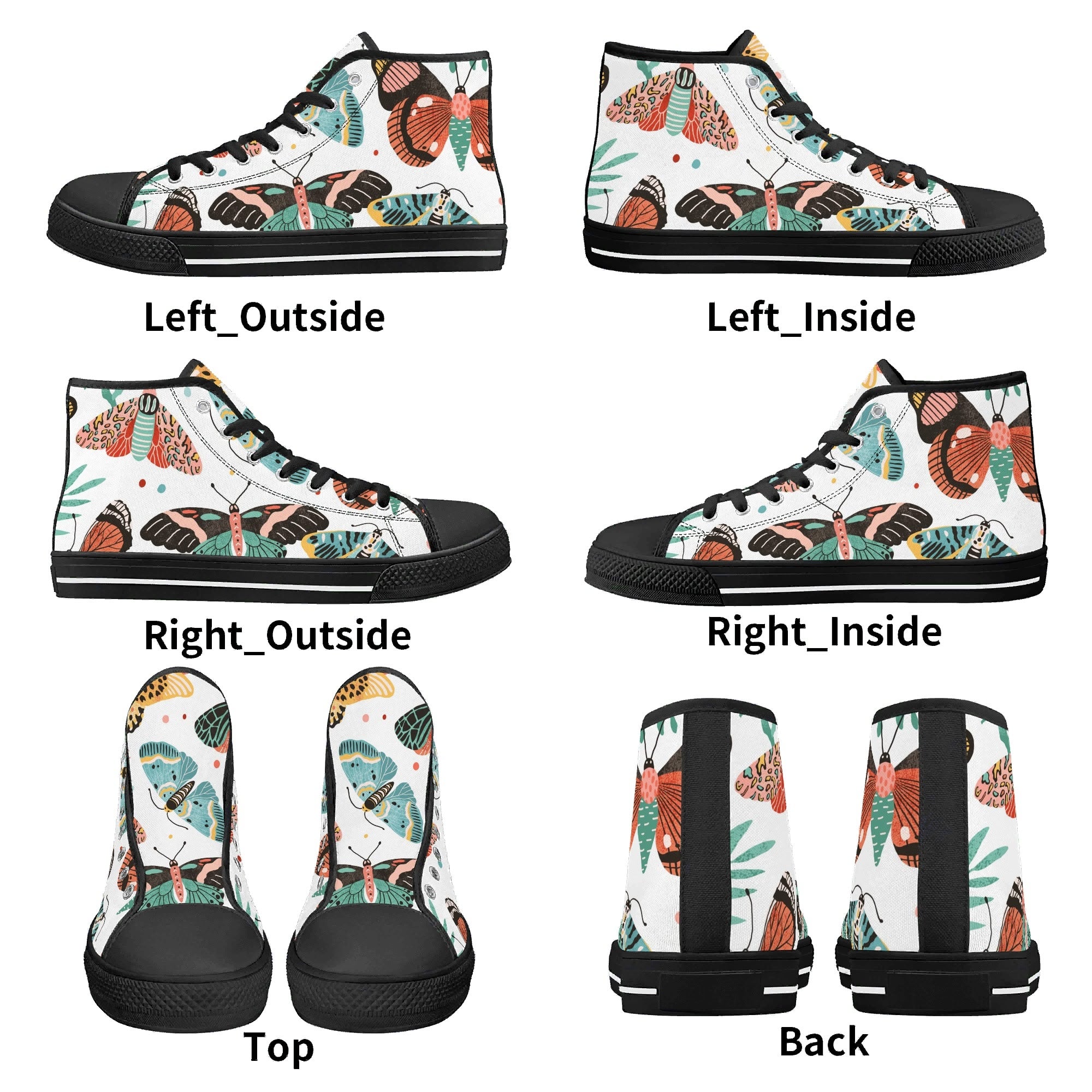 Pretty Moths And Butterflies Womens High Top Canvas Shoes Printed Offshore